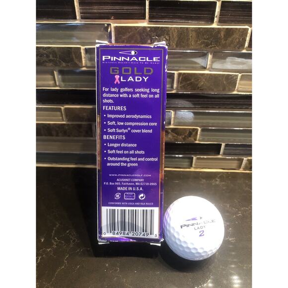 Pinnacle Gold Lady 2 Golf 3 Balls Komen Breast Cancer Pink Ribbon 1 Sleeve - Picture 3 of 3